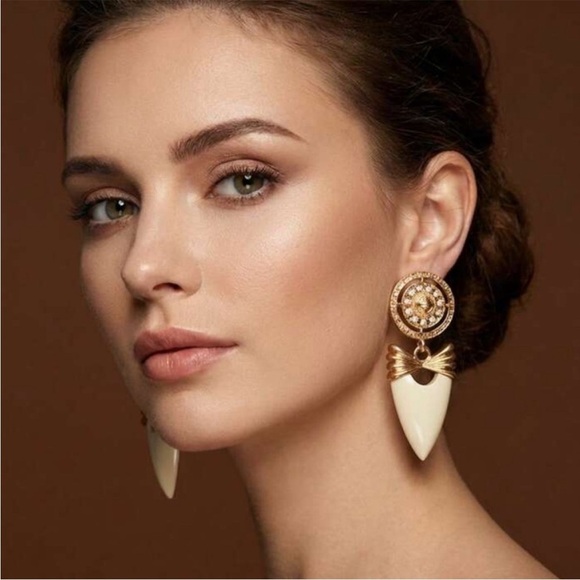 Givenchy Jewelry - Givenchy Gold and Cream Drop Earrings